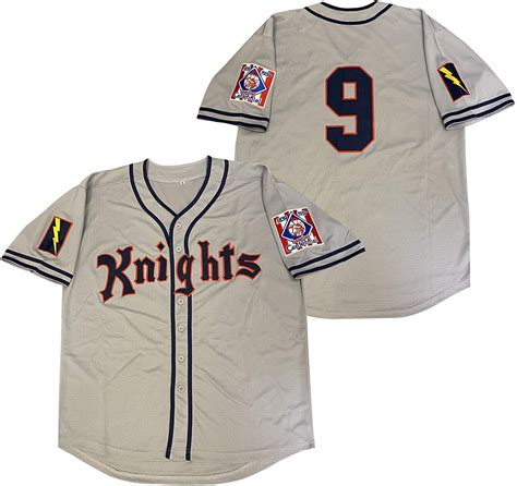 Movie Roy Hobbs 9 New York Knights The Natural Baseball Jerseys Grey