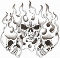 Skulls and Flames | Skull coloring pages, Skulls drawing, Skull tattoo