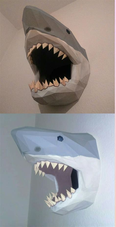 Papercraft Shark Head Anleitung Von Pepakura Dibujos Manualidades