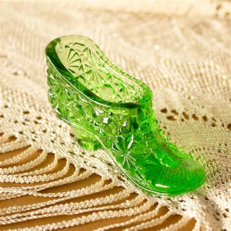 Green Glass Slipper Etsy