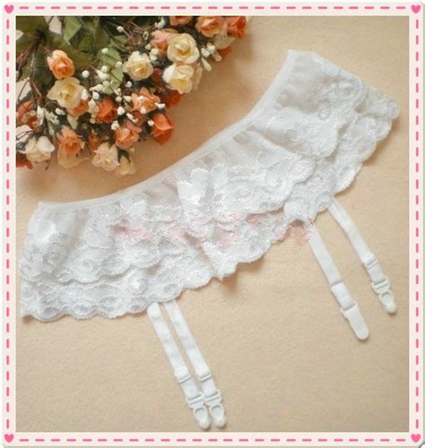 Corset Garter White 2 Layer Floral Lace Garter Belt Suspender For
