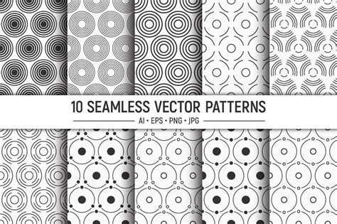 10 Seamless Circles Vector Patterns Graphic By Avk Graphics · Creative