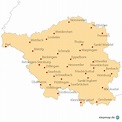 StepMap - Saarland mit allen Städten - Landkarte für Deutschland