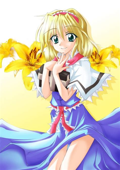 safebooru 1girl alice margatroid blonde hair book capelet closed mouth dress female flower