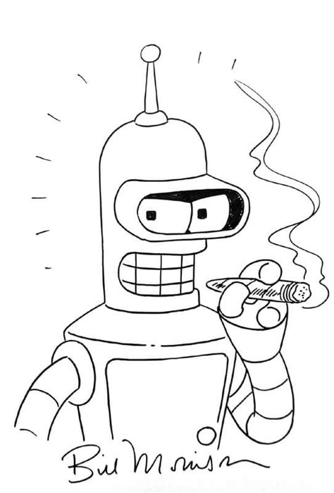Bender Smoking Coloring Page Bender Relax Printable Coloring Book