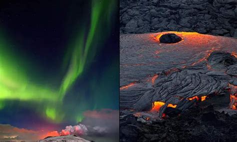 Icelands Aurora Borealis Lights Up Sky Over Erupting Volcano Usa Herald