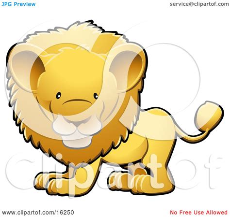 Adorable Golden Male Lion With A Big Mane Clipart Illustration By