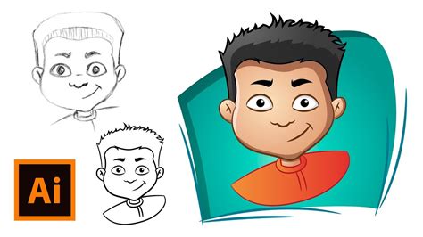 How To Draw A Cartoon Face Adobe Illustrator Drawing