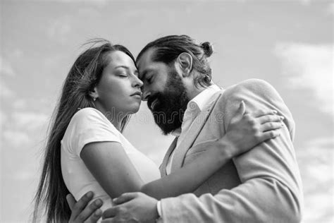 Love Story Bearded Man Embrace Woman Romance Romantic Date Relationship Stock Image Image