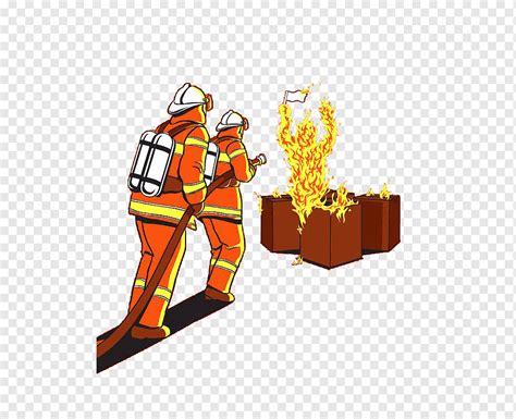 Fire Extinguisher Firefighting Firefighter Elevator Fire Fighting Simple Orange Poster Png