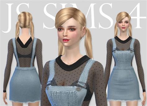 Js Sims 4 Denim Overall Skirt Set Sims 4 Downloads