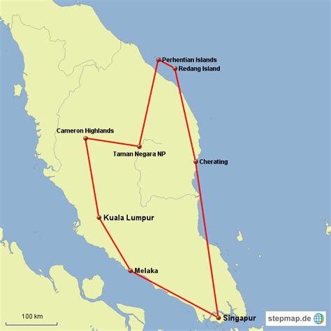 Malaysia Route von sugababe Landkarte für Malaysia