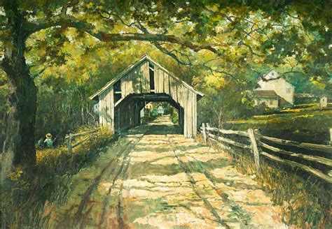 Eric Sloane Landscape With Covered Bridge For Sale At 1stdibs
