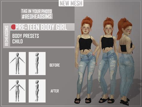 Sims Cas Presets Redheadsims Cc Pre Teen Body Presets New The Best