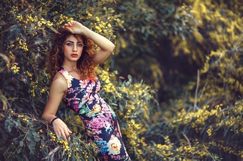Wallpaper Stephanos Georgiou Women Outdoors Nature Redhead Dress