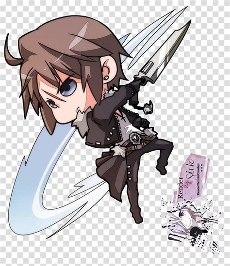 Renders Anime Chibi Male Anime Character With Brown Hair And Black