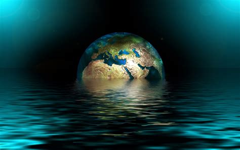 Download Wallpapers Globe In Water 4k 3d Art Earth Creative Globe