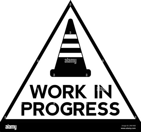 Triangle Work In Progress Single Flat Line Art Vector Illustration For Construction Site Stock