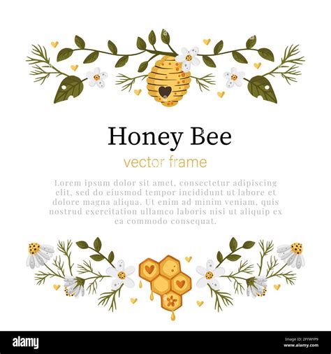 Honey Bee Cartoon Frame Border Vector Frame Element Greeting Postcard