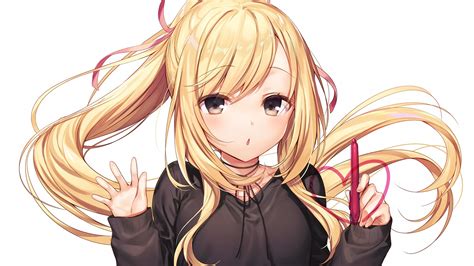 Download 3840x2160 Anime Girl Blonde Pen Long Hair