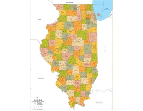 Buy Illinois Zip Code Map With Counties Online