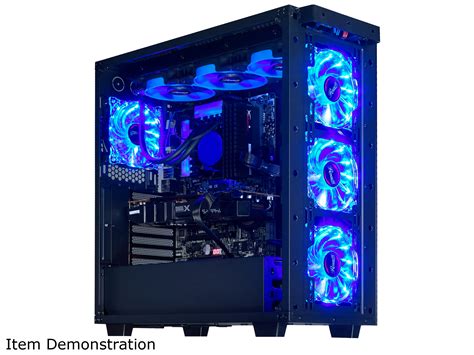 Rosewill Gaming Computer Pc Case Atx Mid Tower Glass Blue Led Fans