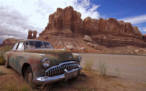 Free Download Desert Old Cars Landscape Nature Rocks Mountains