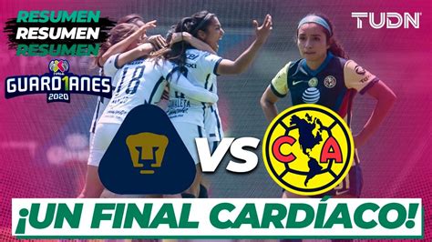 Resumen y goles Pumas vs América Guard1anes 2020 Liga Mx Femenil