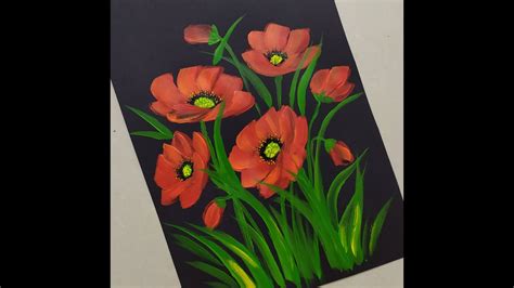 How To Paint Poppy Flower Technique 1 Simple Flowers Acrylic
