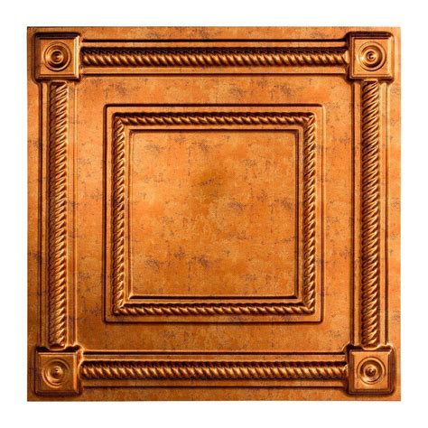 Fasade Coffer 2 Ft X 2 Ft Lay In Ceiling Tile In Muted Gold L61 20