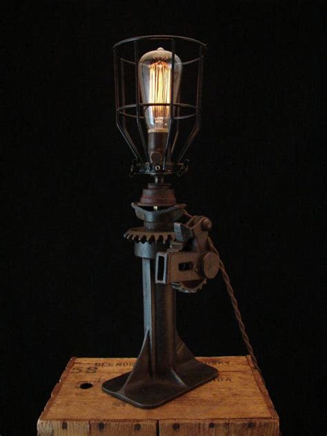 Table Lamp Upcycled Vintage Car Jack By Benclifdesigns On Etsy Pipe