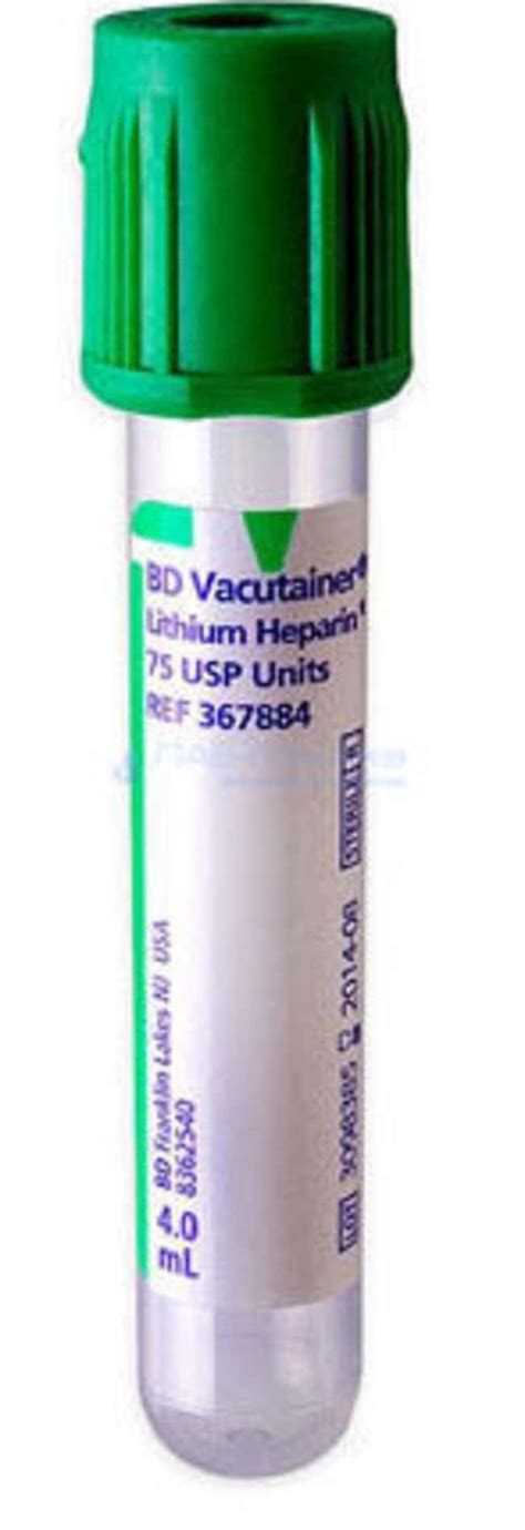 BD Vacutainer Lithium Heparin Tubes ML Ver Productos N Fisher
