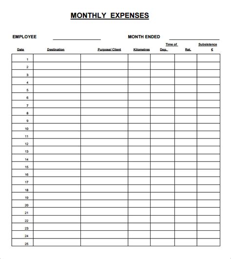 Simple Expense Form Excel Templates