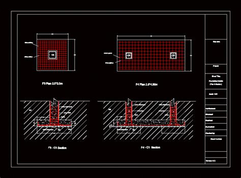 Footing Constructive Section With Column Cad Drawing