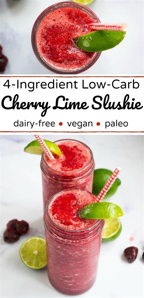 4 Ingredient Cherry Lime Slushie Low Carb Dairy Free Vegan Real