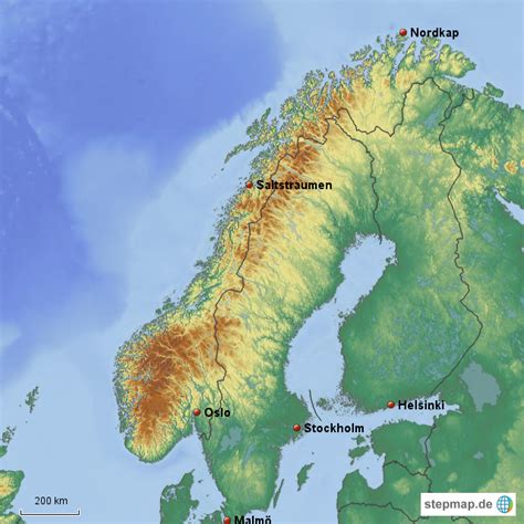 Stepmap Norwegen Schweden Finnland Landkarte Für Deutschland