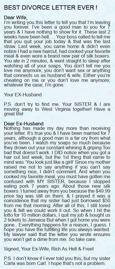 best divorce letter i have ever read interessante florious
