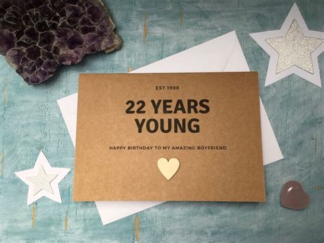 Custom 22nd Birthday Card 22 Years Young Est 2000 22nd Etsy