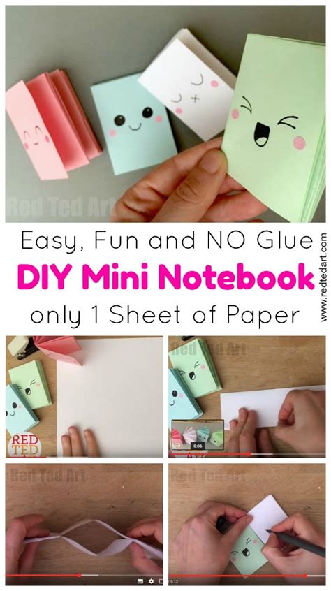 Diy Mini Notebook From A Sheet Of Paper Red Ted Arts Blog