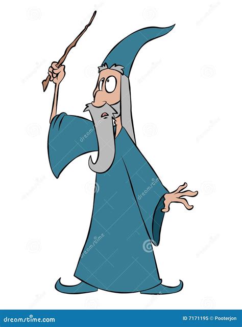 Wizard Waving And Cape Holding A Magic Wand Cartoon Vector