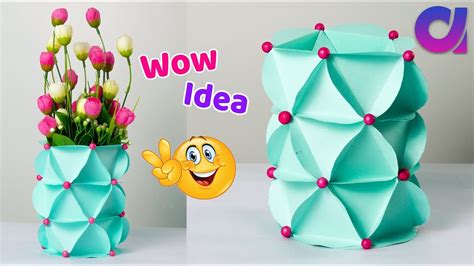 Genius Way To Make Paper Vase In 5 Minutes Diy Desk Decor Paper