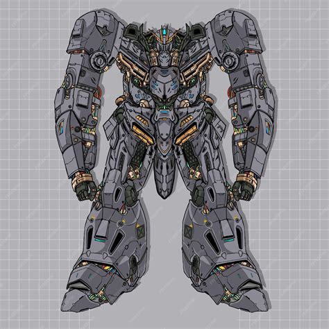 Premium Vector Futuristic Nft Giant Mecha Robot Builded By Head Arm