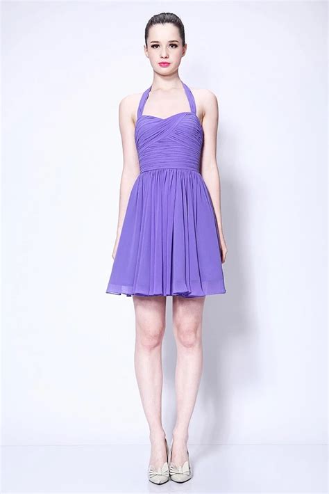 Purple Halter Fit And Flare Party Short Dress Inspired By Taylor Swift