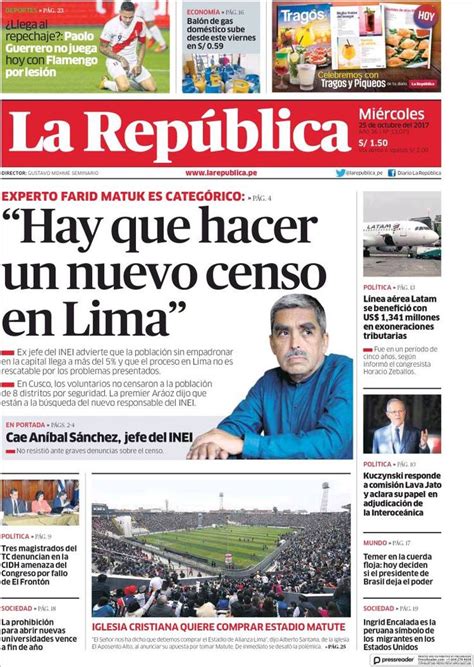 Portada De La Republica Perú Periodico De Peru Periodismo Primer