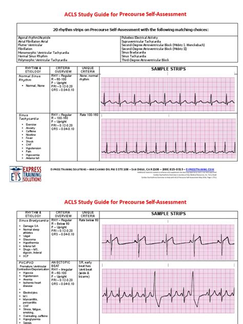 Acls Pre Course Self Assessment Study Guide Cardiac Arrhythmia