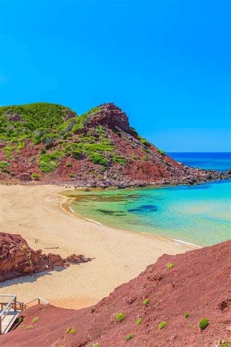Paesaggio Della Spiaggia Di Cala Del Pilar A Menorca Immagine Stock
