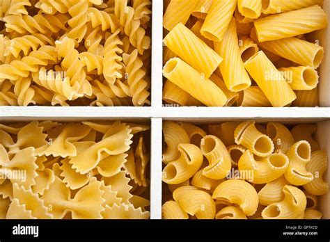 Variety Of Pasta In A Box Stock Photo Alamy