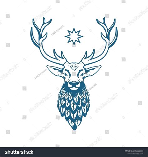 Stag Antlers Floristic Neck Stylization Vector Stock Vector Royalty