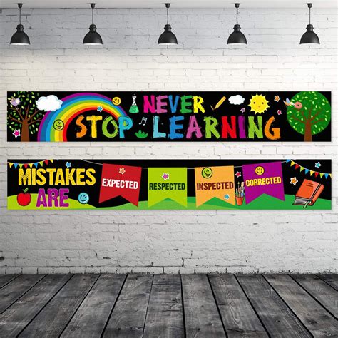 2 Pieces Motivational Classroom Banner Poster Positive Educational
