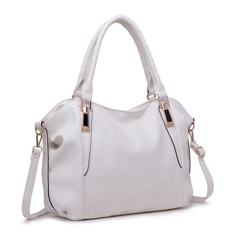 S1716 Miss Lulu Soft Leather Look Slouchy Hobo Shoulder Bag White